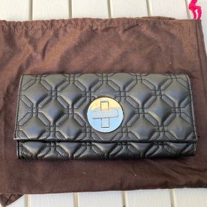 KATE SPADE BLACK QUILTED CLUTCH WITH WALLET INSERTS